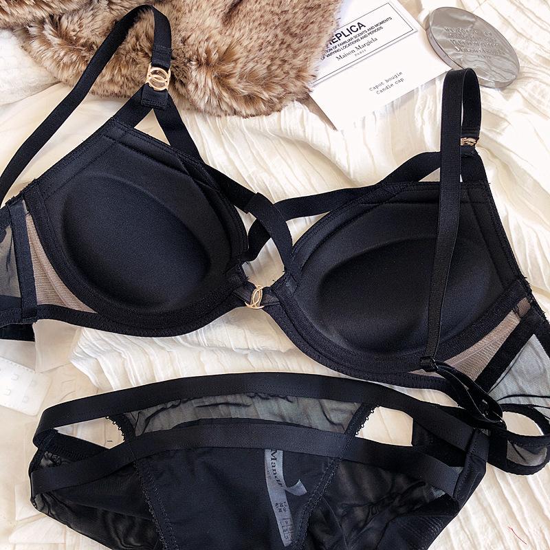 Product Introduction of BCD Big Size Hollow Out Belt Women Sexy Underwear Sets Adjustable Lingerie Fashion Intimates Thin Thicken Push Up Bra Panties Black White Red 23