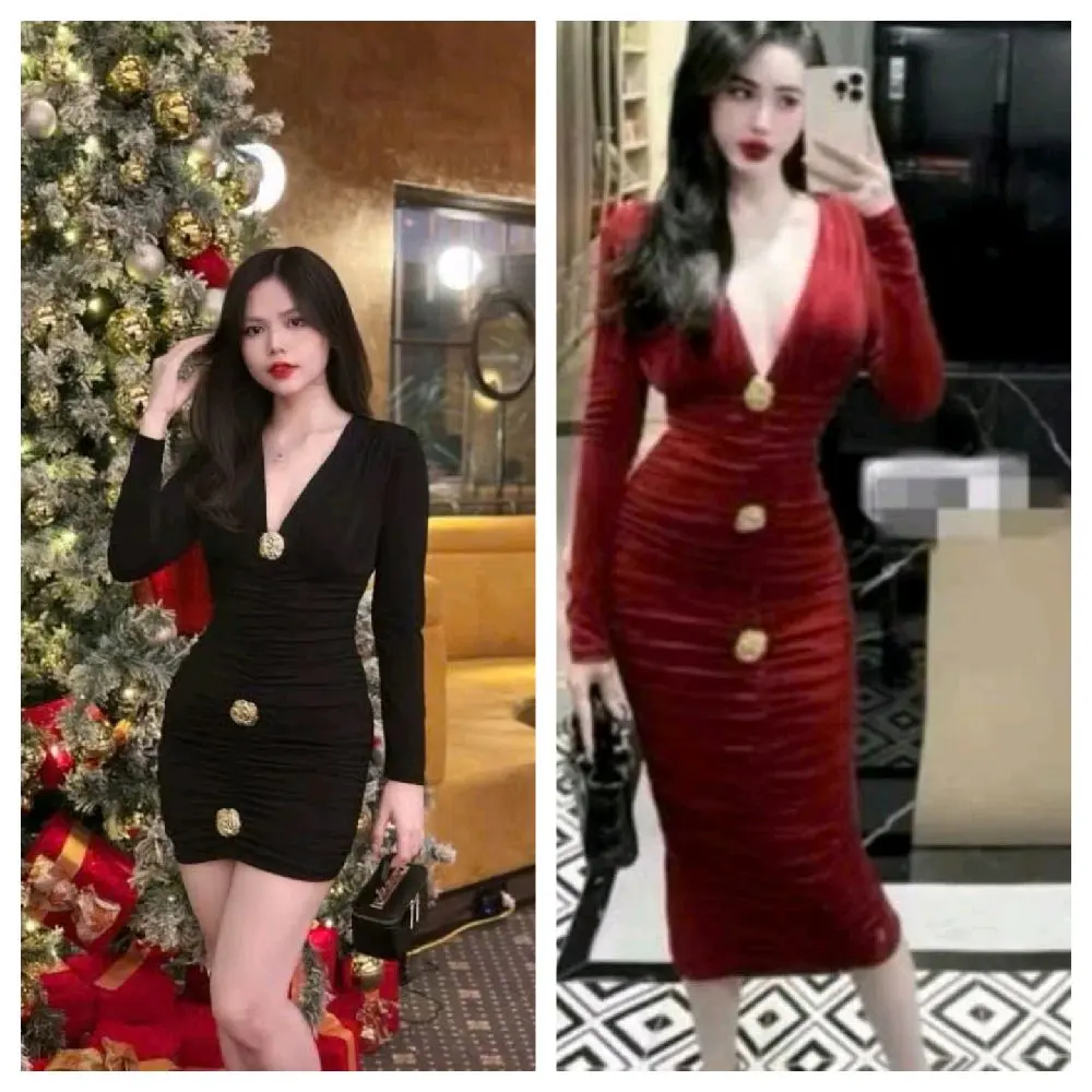 đầm bodi cổ tim nhún thân phối tag rời sang trọng có dáng ngắn và dài 45kg-80kg