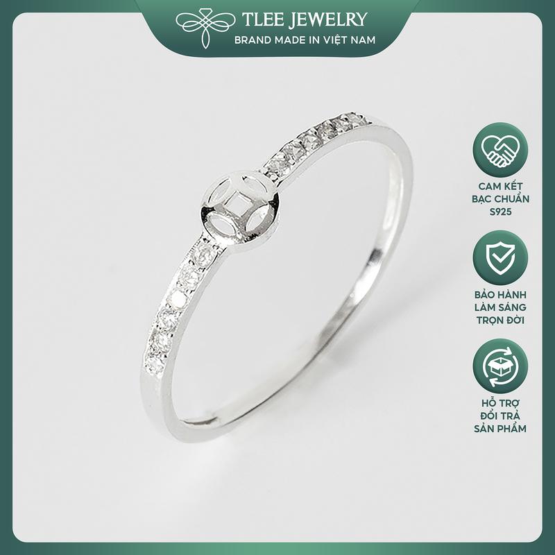 Nhẫn bạc nữ TLEE nhẫn kim tiền nhất lộc mini nạm đá tài lộc TLEE JEWELRY A0245