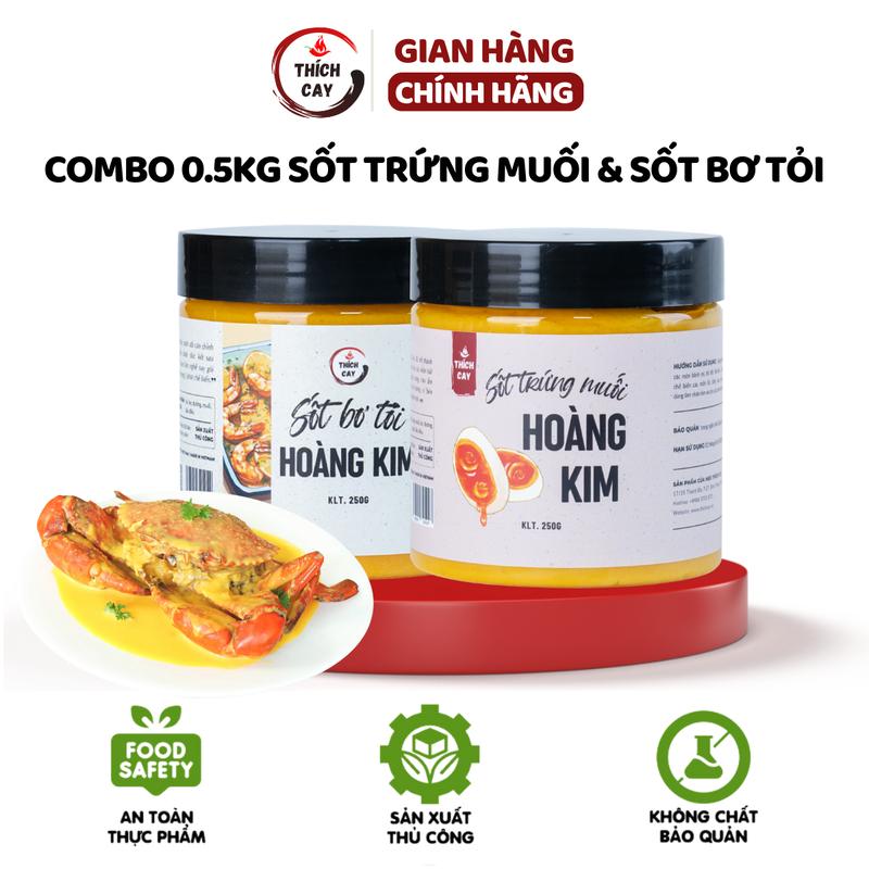 Combo 500g Sốt trứng muối & bơ tỏi hoàng kim Thích Cay, chuẩn vị nhà hàng dùng được khoảng 4kg ốc, hải sản