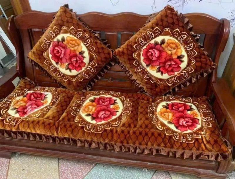 Bộ 3 tấm đệm ghế 1m65 x 55cm đệm lót ghế gỗ ( Gồm 1 tấm dài 2 tấm ngắn ) MÀU  NÂU VÀNG