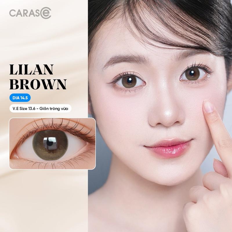 1 chiếc Kính áp tròng khoá ẩm 12H 1 Tháng Màu Nâu Sữa Ánh Xám CARASE Lens cận LILAN BROWN