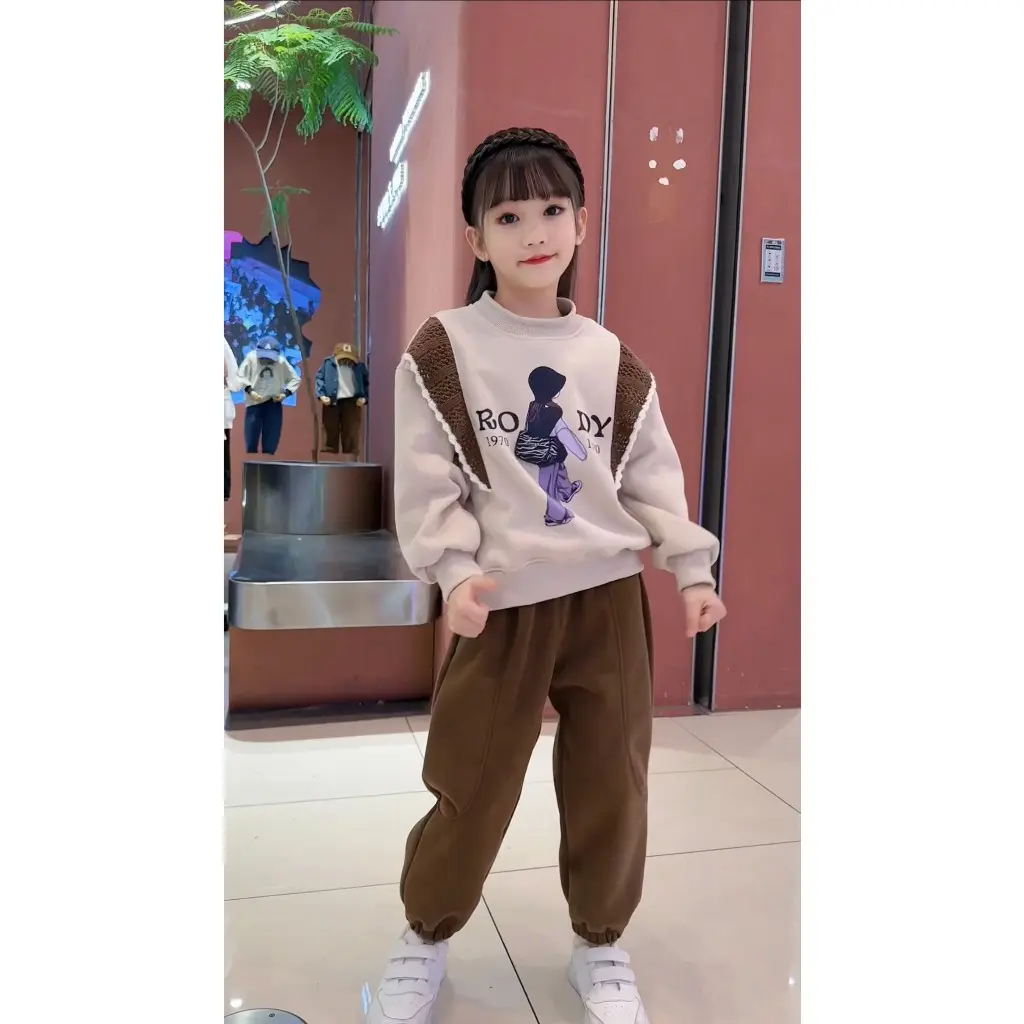 bộ quần áo thu đông cho bé gái từ 13 - 48kg chất vải da cá mềm mịn, đường may kĩ, sét đồ xinh xắn, dễ thương cho bé gái từ 4 - 14 tuổi, mẫu bộ bé gái phối ren