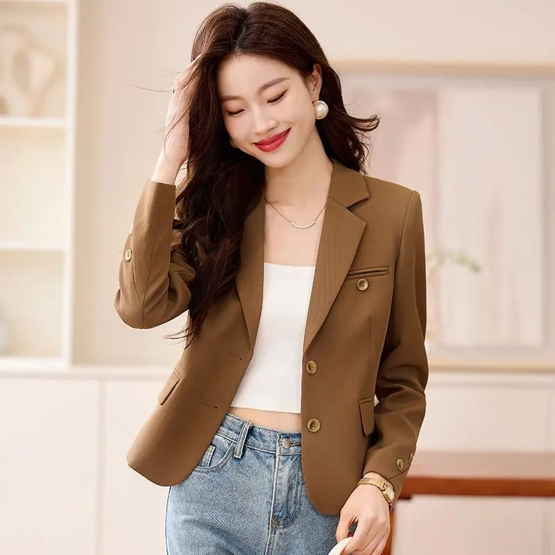 Áo Khoác Vest Ngắn, Cao Cấp, Dành Cho Nữ, Hàng Mới Về Mùa Xuân Và Mùa Thu, Cỡ Nhỏ Thường Ngày Và Dễ Phối Đồ, Bó Sát, Chống Lão Hóa, Áo Trên