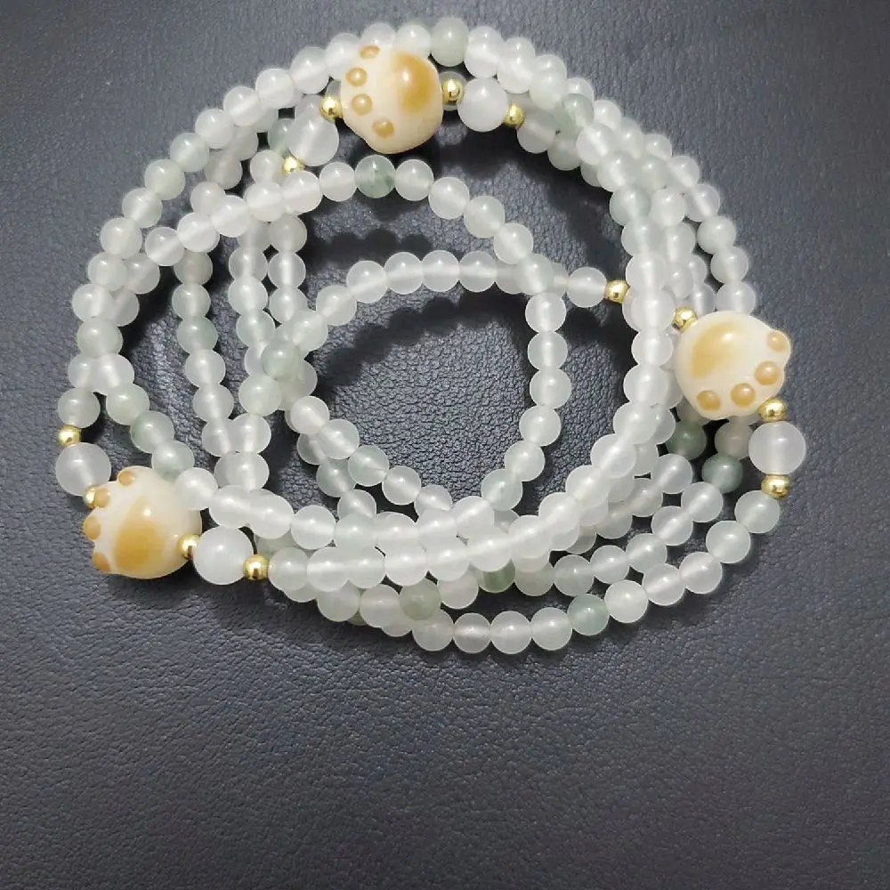 Vòng quấn 2 đá Thiên Sơn tự nhiên 4,8ly mix chân mèo