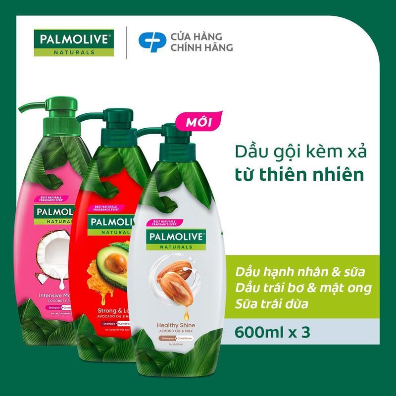  Bộ 3 Dầu gội Palmolive kèm xả 2-trong-1 chiết xuất thiên nhiên Chăm Sóc Tóc và Dưỡng Tóc bồng bềnh 600ML X3 phù hợp cho Nữ và Nam 