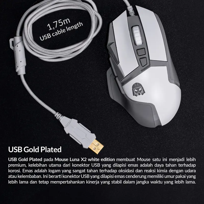 Mouse Gaming Digital Alliance Wired Ergonomic RGB Macro 10 Buttons Huano Switch Luna X2 5