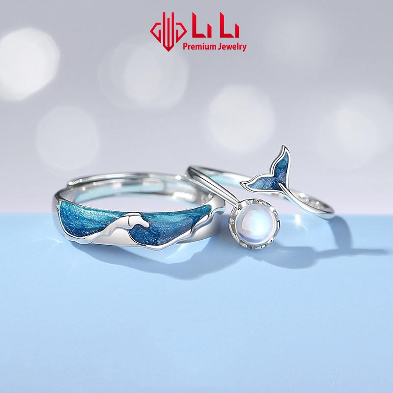  Nhẫn bạc cặp đôi LiLi S925 đính đá CZ cao cấp Love Sea LILI_483846 
