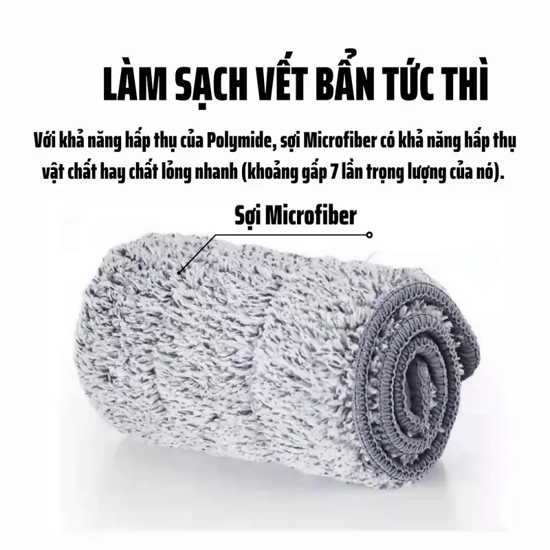 Bông lau nhà thay thế Lusen 4212, dùng cho cây lau nhà tự vắt thông minh. kích thước 42x12cm 4