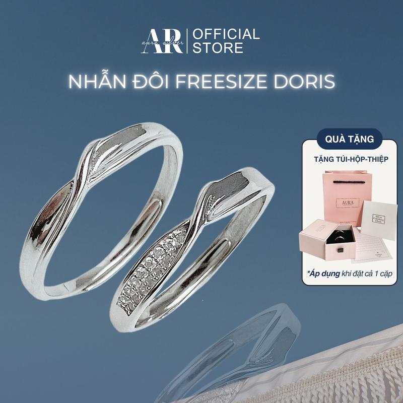 Nhẫn bạc đôi freesize, nhẫn cặp nam nữ Doris-ND05