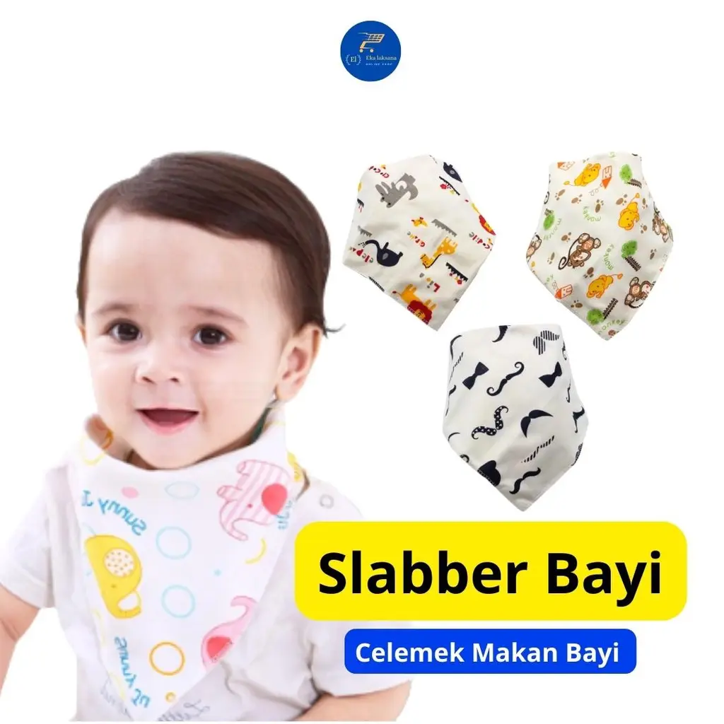 Celemek Bayi Slabber Segitiga Bermotif - Bib Makan Bayi