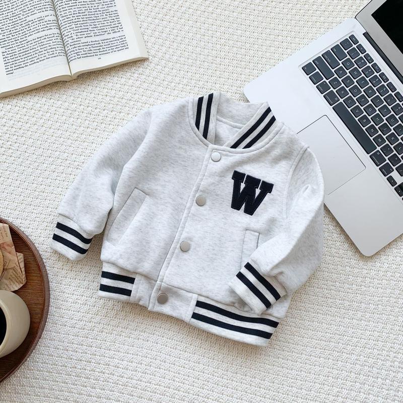 Product Introduction of Infant Toddler Jacket Ins Spring Autumn New Boys and Girls Short Baseball Jacket Baby Embroidered Letter Jacket Trendy 32