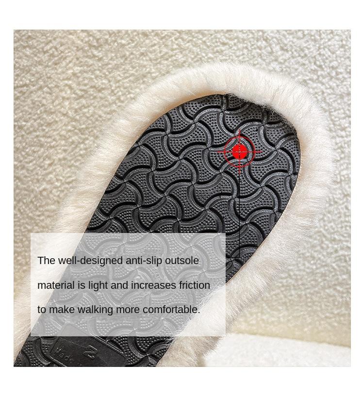 Product Introduction of Korean Style Fluffy Slippers Women's Outdoor Wear Winter Home Non-Slip Dormitory Cotton Slippers Thick Bottom Increased by Insulated Cotton-Padded Shoes Footwear Flipflop 4