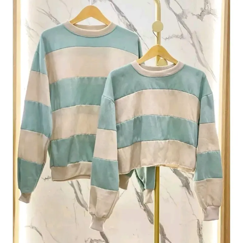 Couple Pocky Combi Oversize Korean Style Sweater Couple Atasan Crop Terbaru Fleece Kombinasi 6