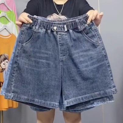 Quần đùi jean  cạp chun co giãn thoải mái Nữ Women Pants Có Túi 2 Bên Kem 4