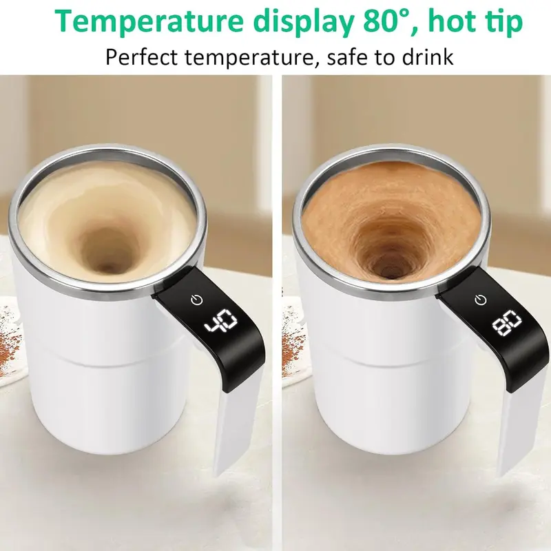 380ML Self Stirring Coffee Cup, USB Rechargeable Smart Magnetic Stirring Coffee Cup, Automatic Mixing Cup for Coffee, Hot Chocolate, Milk, Cream, Drinkware 6