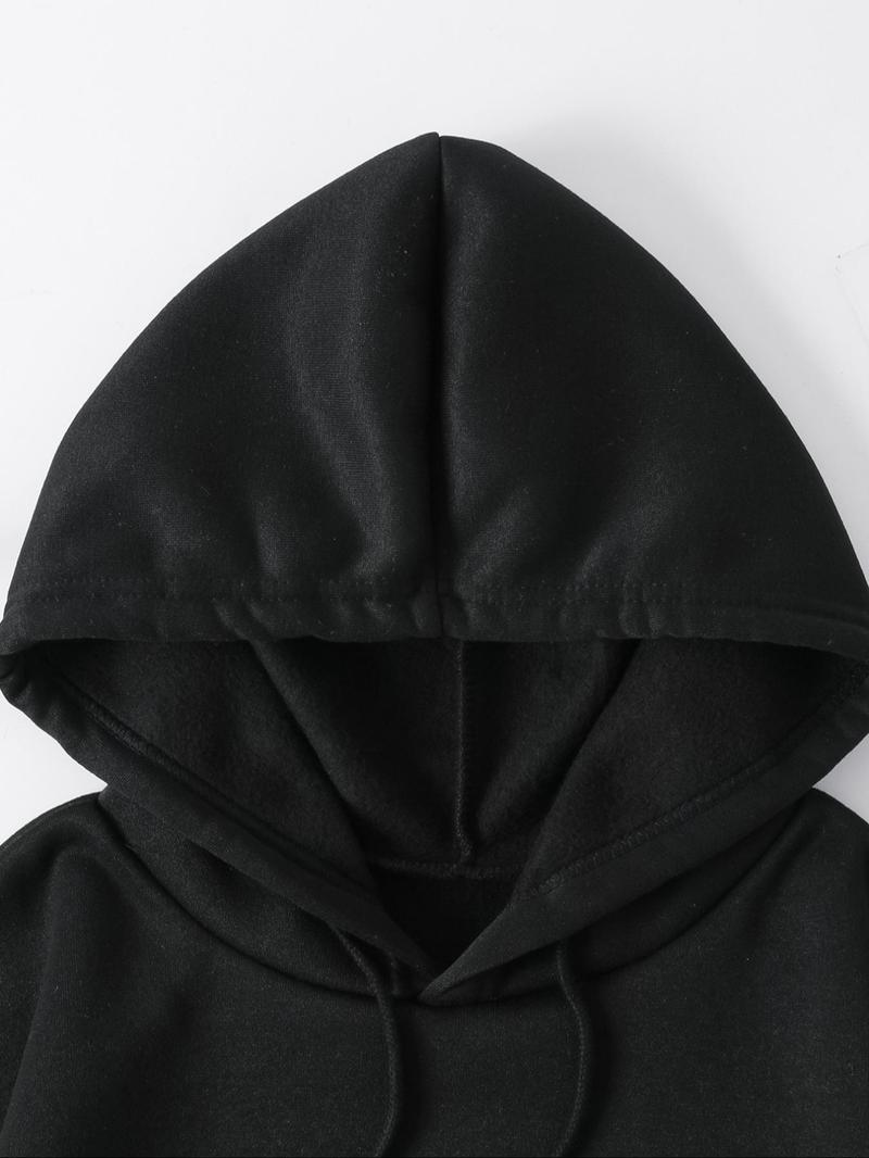 Product Introduction of Women's Butterfly & Letter Print Drawstring Pocket Hoodie, Casual Long Sleeve Hooded Sweatshirt for Fall & Winter, Women's Clothes for Daily Wear 3