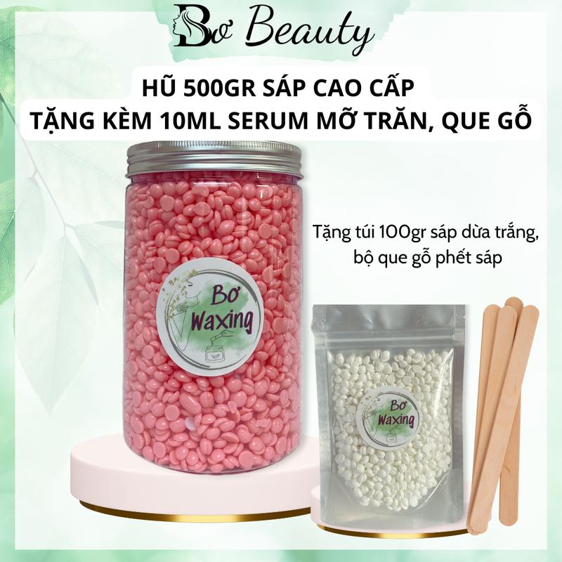 Mua 1 được 3 Hũ 500gr sáp wax lông sữa dừa màu + 100gr sáp sữa dừa trắng + 1 bộ que phết gỗ che tên SP