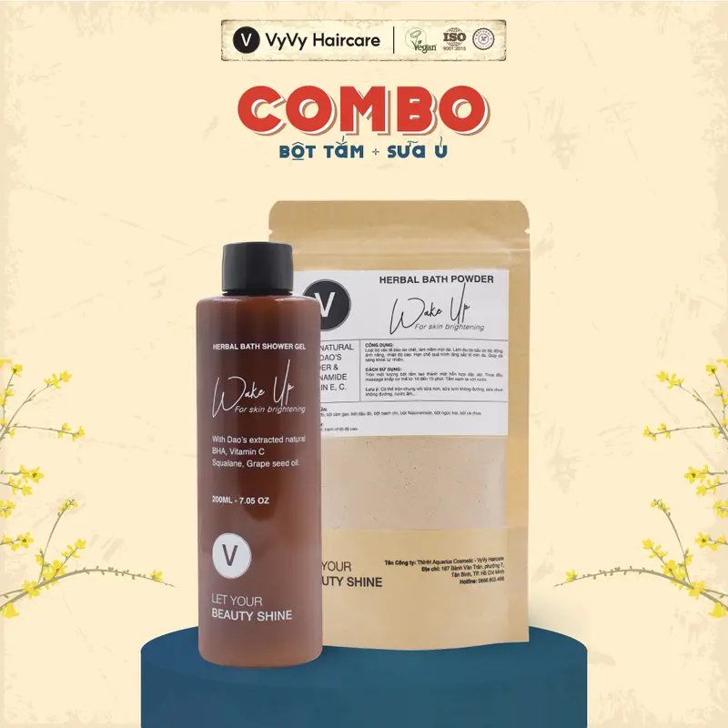 COMBO BỘT TẮM - SỮA Ủ WAKEUP BODY SET DƯỠNG DA 0