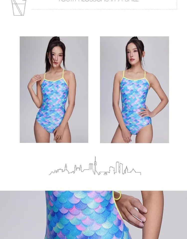 Maillot de bain une pièce d'entraînement athlétique pour femmes Maillot de bain de compétition à écailles de poisson pour la compétition_voghion.com