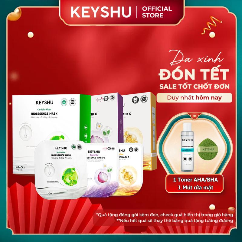  Combo mix 30 Miếng Mặt Nạ KEYSHU 30ML Mặt Nạ Sợi Xơ Rau Má Mặt Nạ Hành Tím Mặt Nạ Vitamin C Dưỡng Ẩm Làm Mềm Da Hỗ Trợ Ngăn Ngừa Lão Hóa 