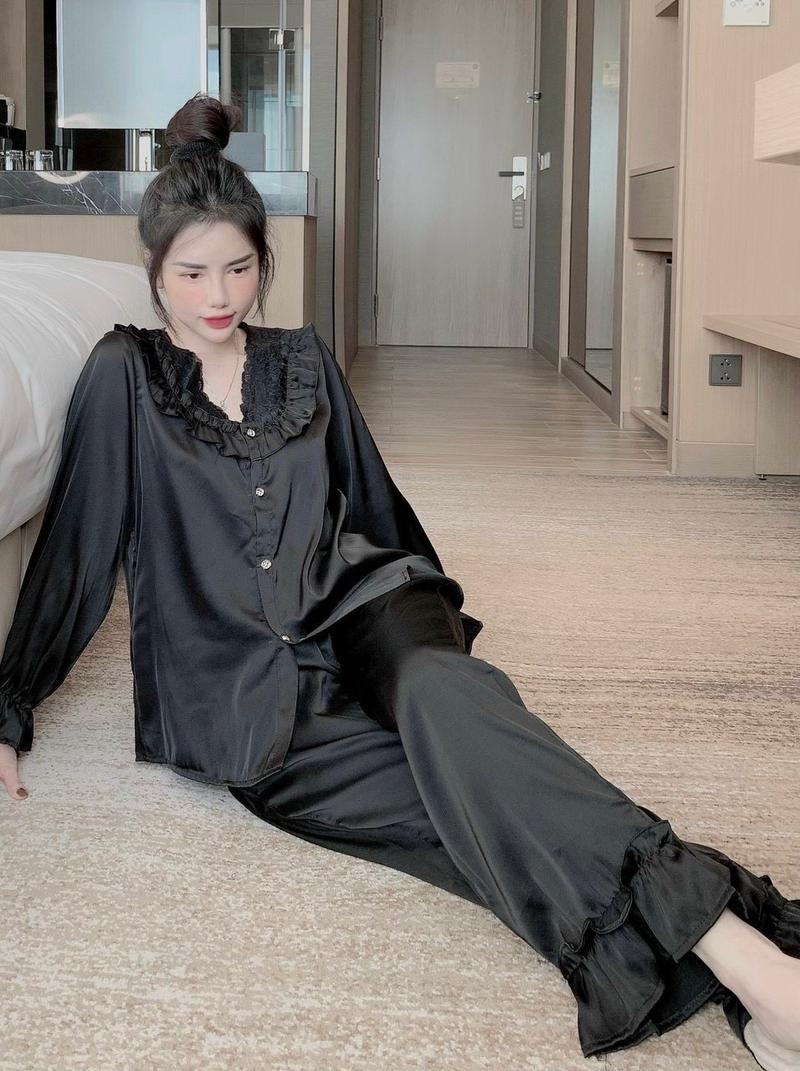 Product Introduction of Sét đồ ngủ pijama cổ bèo tiểu thư tay dài chất lụa latin mềm mịn mát về 5 màu siêu xinh (freesize 40-60kg) Nữ Women Voi 18