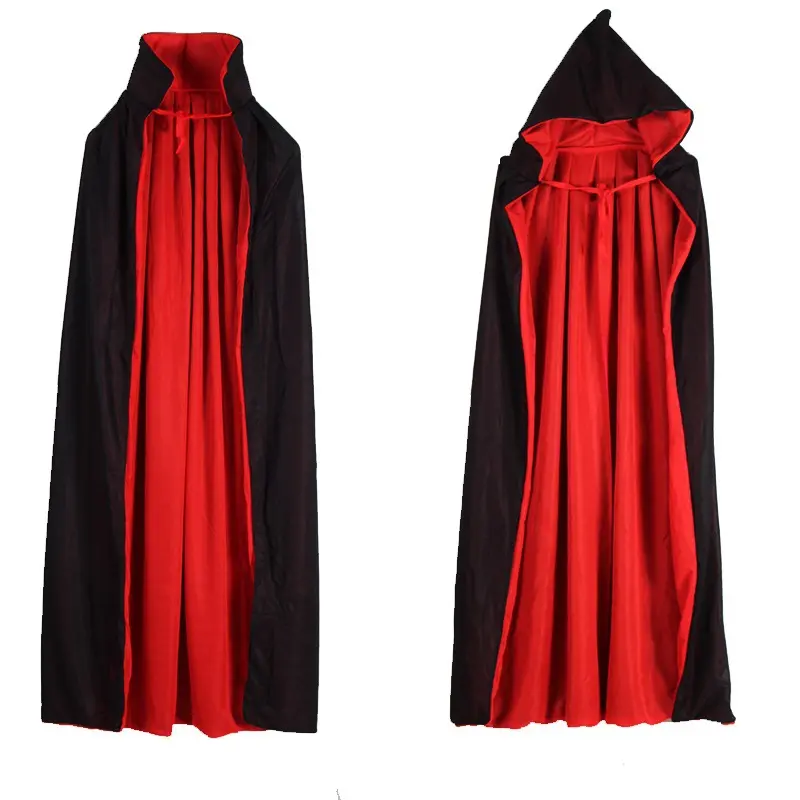 Áo choàng đen và đỏ hai lớp, màu Trơn cho nam giới, chủ đề Halloween, áo choàng đen ma cà rồng, thích hợp cho cosplay và trang phục dự tiệc, cho bé gái