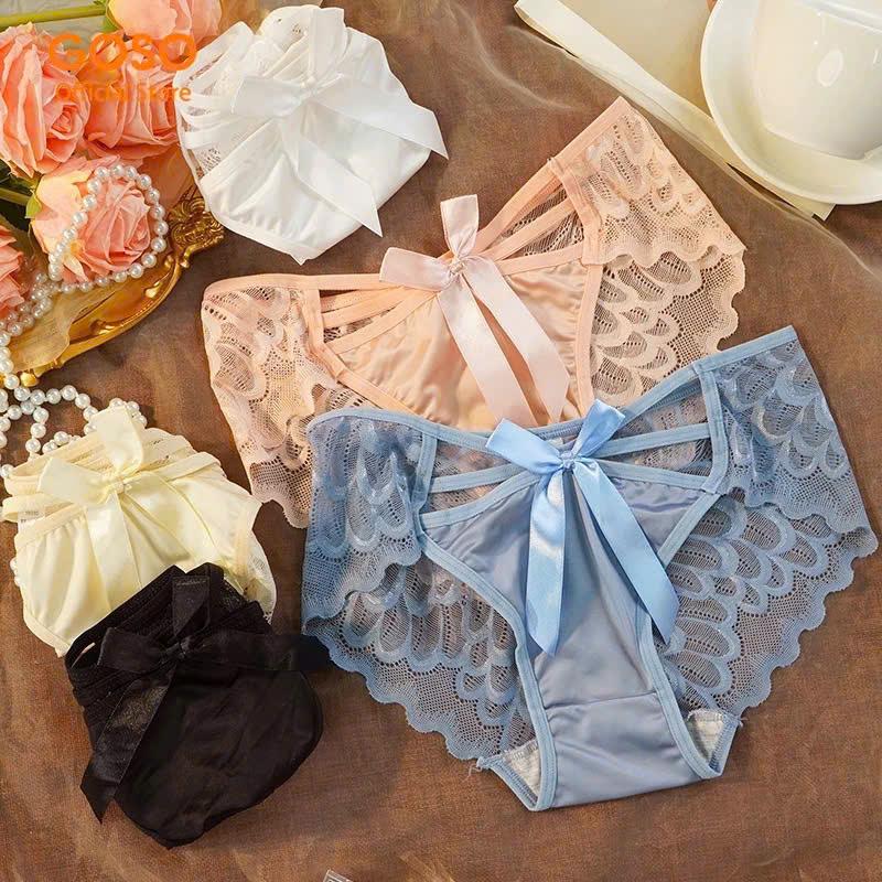 900_Sét 5-10 quần lót nữ Ren cao cấp, sexy, chất liêu ren lụa, họa tiết nơ quyến rũ