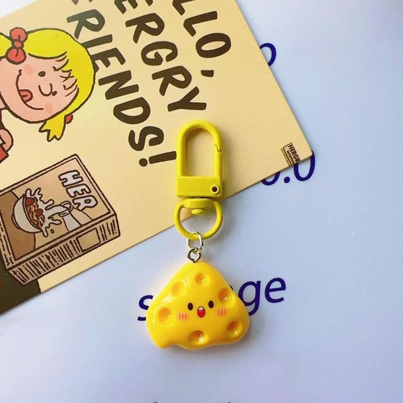 Product Introduction of Car Accessories Poached Egg/Cheese Cute Keychain Handbag Decoration Resin Cartoon Hanging Ornament Girlfriends Gift Bag Keyring 11