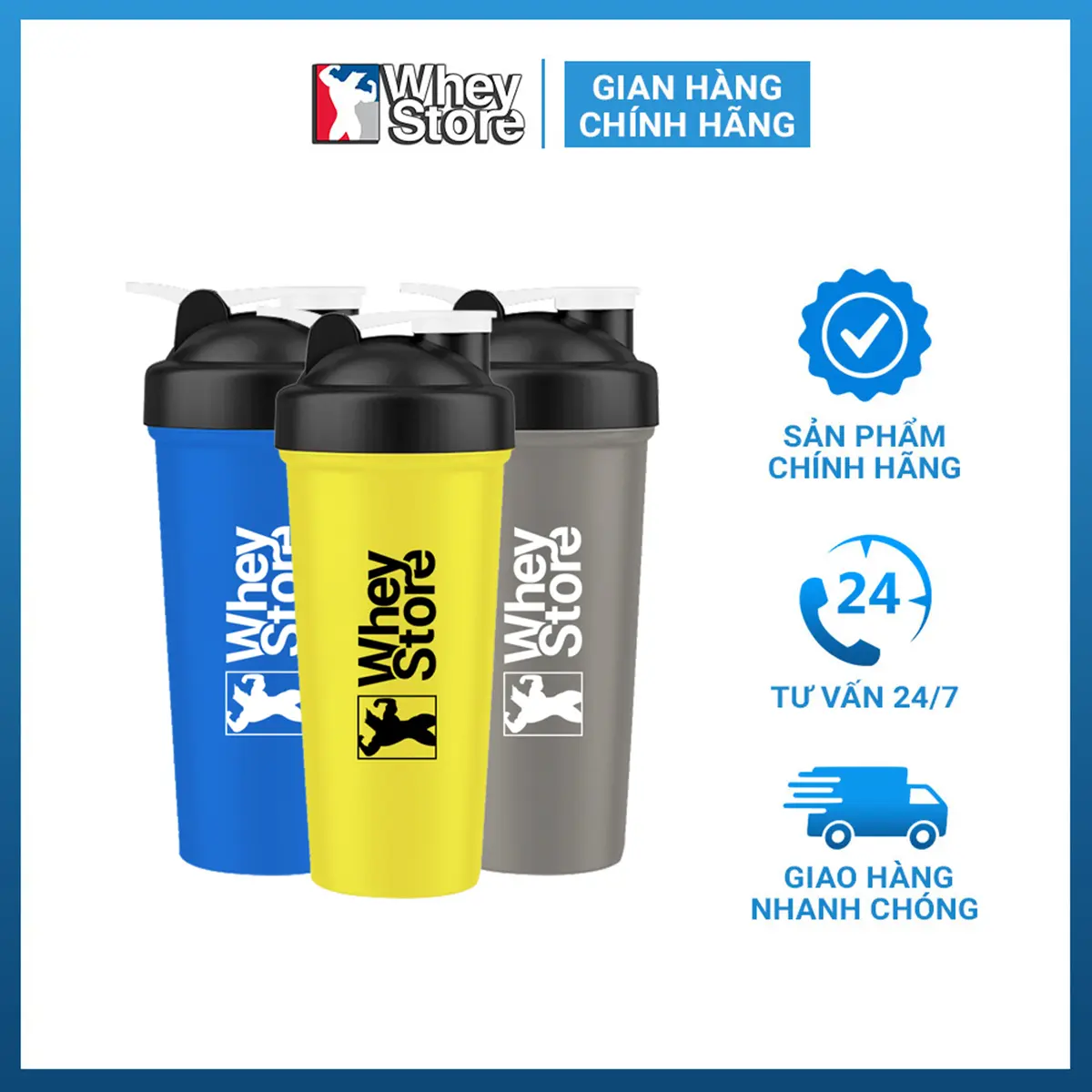 Bình Lắc Wheystore loại 1 ngăn 600ml (Giao Màu Ngẫu Nhiên) | WHEYSTORE