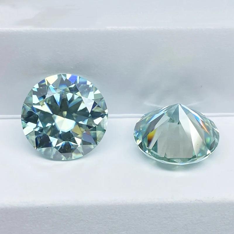 LLXYW Aquamarine/Green Blue color Moissanite Loose Gemstones VVS1 3EX Cut Real Certified Moissanite 6