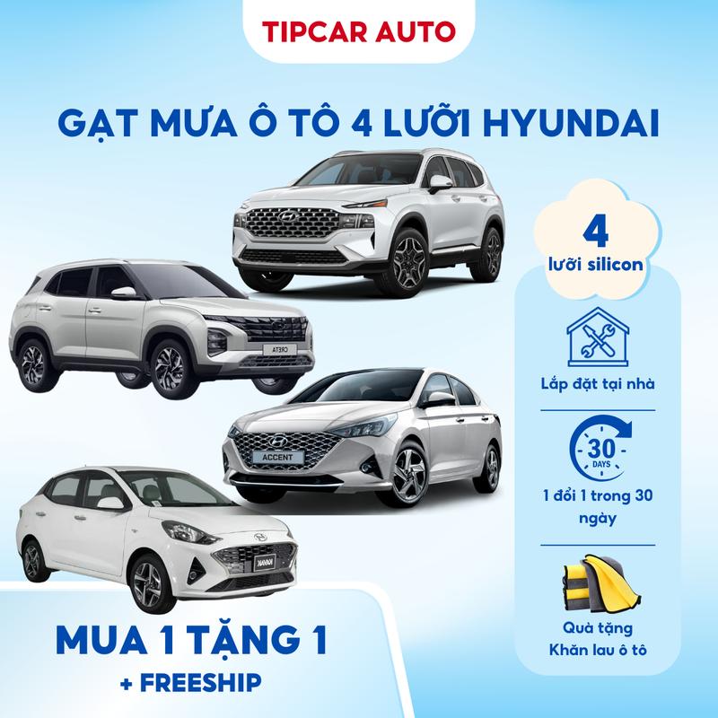 Gạt Mưa Hyundai 4 Lưỡi Silicon Cần Gạt Nước Ô Tô Cho Grand i10 Accent Elantra Creta Stargazer Santafe