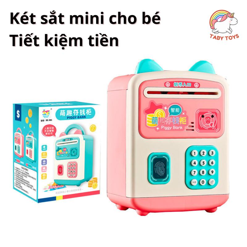 [Tặng kèm pin] Đồ chơi két sắt mini cho bé tiết kiệm tiền bảo mật nhiều lớp mã khóa, vân tay, khuông mặt TABY có nhạc đèn vui nhộn Toy