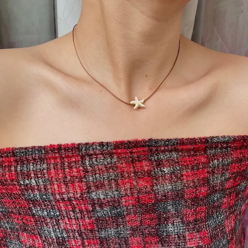 Vòng cổ dây mảnh nâu mặt ngôi sao biển 0
