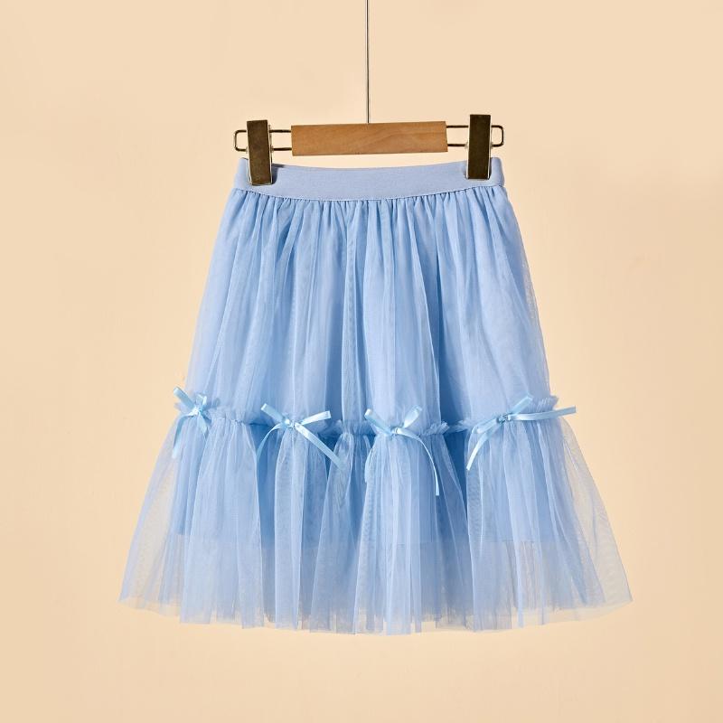Girls Skirts Fashion Summer Bow Decorated Princess Puffy Mesh Mid-length Skirts Baby Clothes 4
