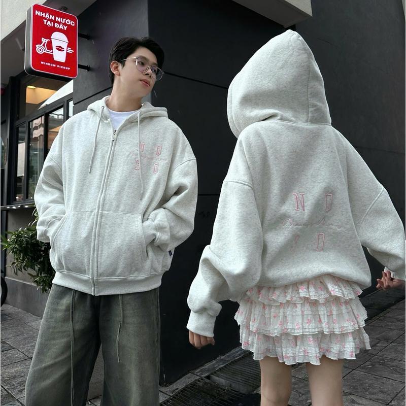 Áo Khoác Nỉ Hoodie Zip Form Boxy Thêu NQ30 SQUARE Thêu Đắp Vải Form Rộng Nam Nữ Unisex áo  hoodie áo  hoodie áo  nq30