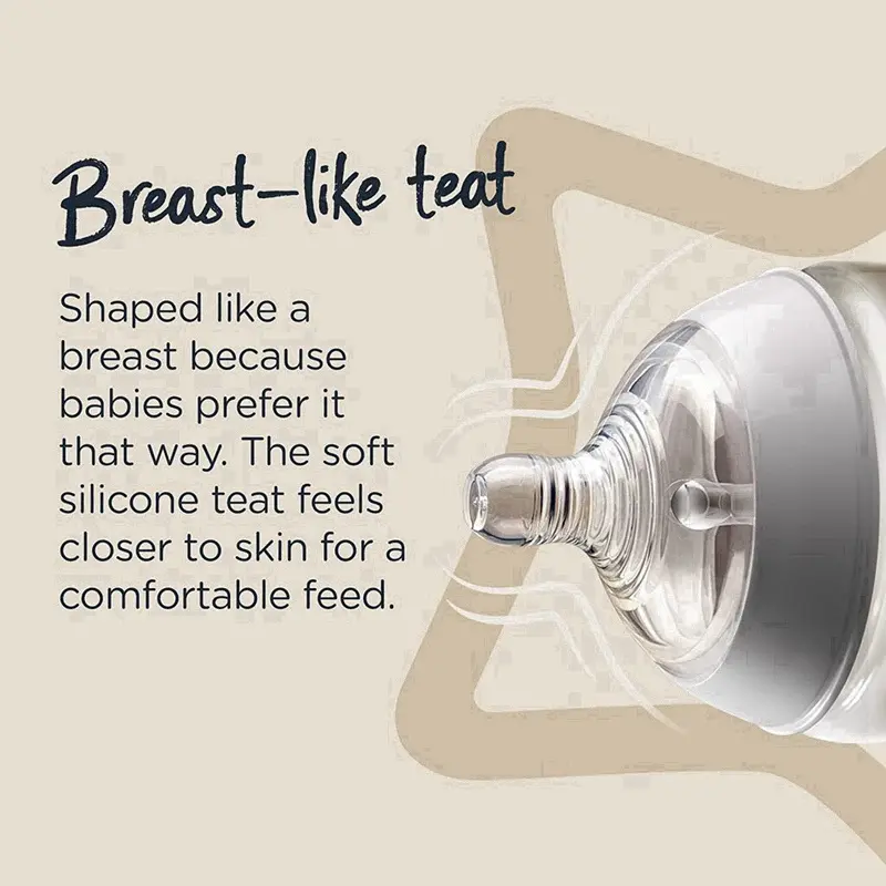 Bình ti cho bé bằng thủy tinh, Tommee Tippee, có núm vú, dòng chảy chậm, màu xanh lam và đỏ, có phụ kiện, thích hợp cho sữa mẹ của bé 1
