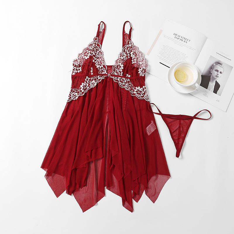 Product Introduction of Women Sexy Night Dress Erotic Lingerie Front Closure  Transparent Lace Underwear 2025 Floral Sleepwear Sex Woman Nightie 15