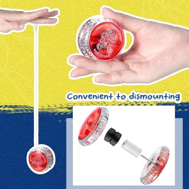 Light Up Yo Yo Ball Bulk, 3 Counts LED Responsive Ball, Colorful Plastic Responsive Bearing Ball for Birthday Carnival Prizes Party Favors, Random Colors 3