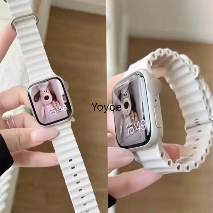 2023 Hot sales New Dual Color Ocean Strap Is Suitable for Apple Watch Strap Series 8 Ultra 49mm 45mm 41mm Smart Watch 44mm 40m 42mm 38mm IWatch Series 7 6 Se 5 Accessories Rubber Silicone