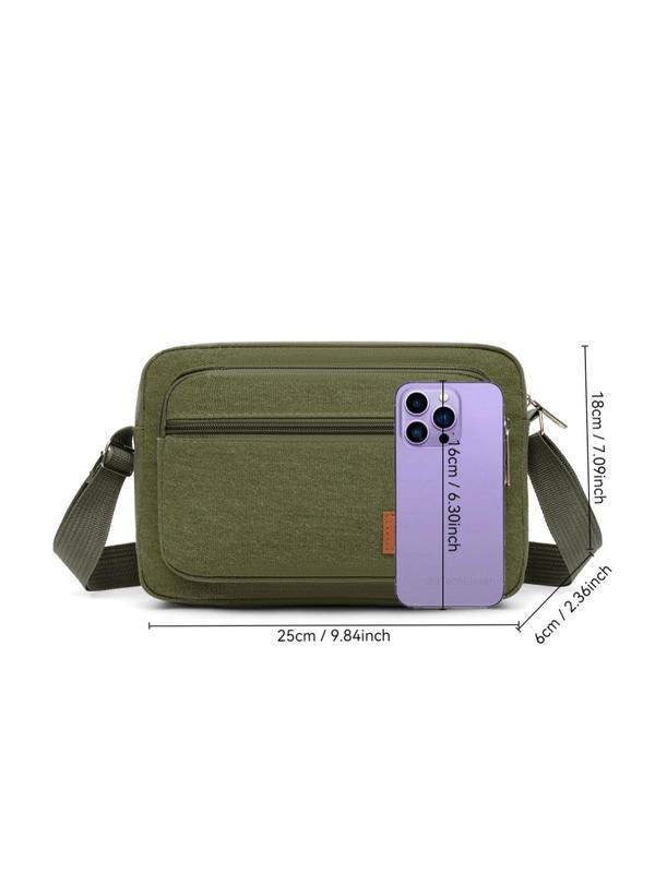 Men's Casual Solid Color Crossbody Bag, Fashionable Multi-layer Zipper Crossbody Bag for Daily Used, Casual Trendy Versatile High-quality Daily Commuting Bag 1