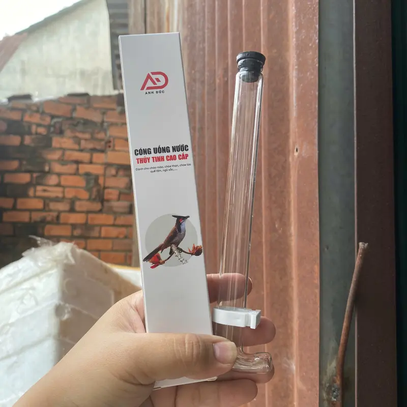 Ống thuỷ tinh đựng nước cho chim khuyên, hút mật, chào mào, choè,... đủ size giá rẻ, MẪU MỚI NÚT ĐEN CAO CẤP, siêu bền 2