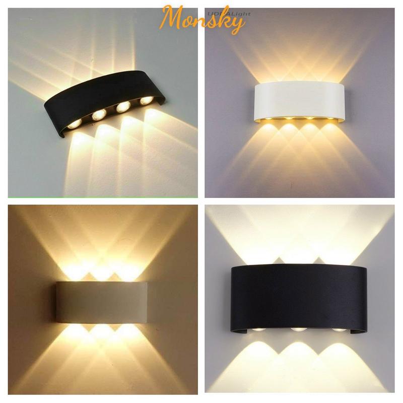 Đèn tường hắt tia MONSKY HATI trang trí nội, ngoại thất cao cấp chống nước hiện đại ánh sáng vàng