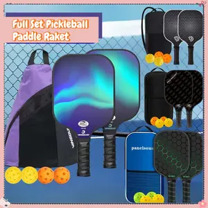 COD ~Full Set Pickleball Paddle Raket Bahan Carbon Fiber Paddle Matte Design Competition Grade Carbo For Girl Boy Indoor Outdoor