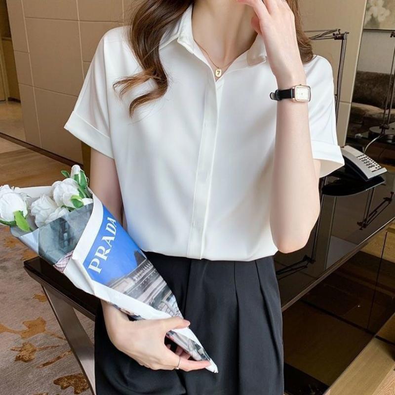 Product Introduction of Áo Sơ Mi Trắng Tay Ngắn Nữ Rymola, SơMi Ngắn Tay,Thời trang Công Sở, Somi Trắng Bigsize, Chất Vải Cotton Không Nhăn 42