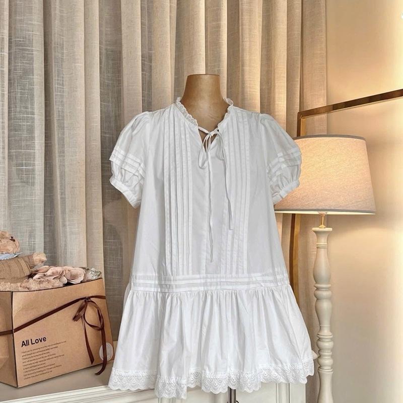[Tặng Kèm Quần]Váy Babydoll dây buộc tay phồng nữ tính dành cho nàng 3