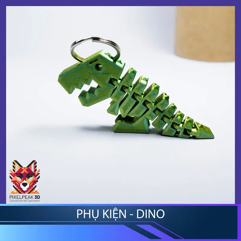 PixelPeak3D - Phụ kiện - Móc khóa xoay giảm stress - Khủng long Dino Flex !!! 4