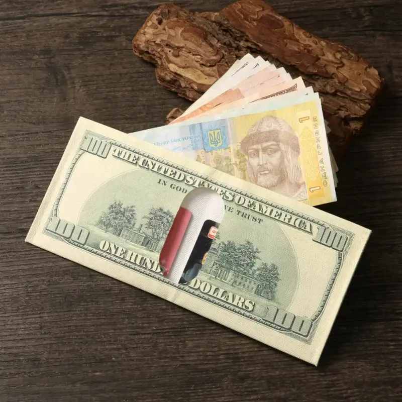 Ví ngắn bằng vải, sáng tạo, tiền tệ nước ngoài, ví không, thích hợp cho du lịch và sinh viên, món quà nhỏ, ví đựng tiền mặt, gấp hóa đơn 1