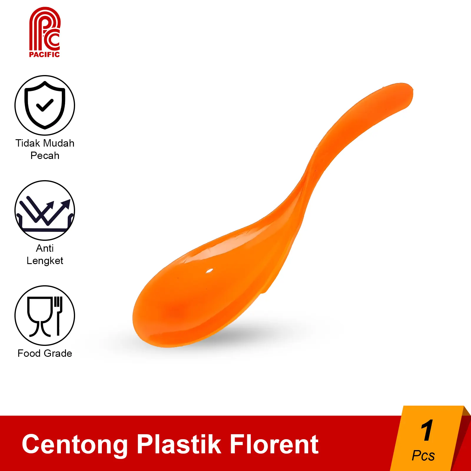PACIFIC Centong Nasi Plastik 1 Pcs Pendek Florent Rice Scoop Sendok Nasi Food Grade PAC-CENTONG Varian Warna hijau kitchenware