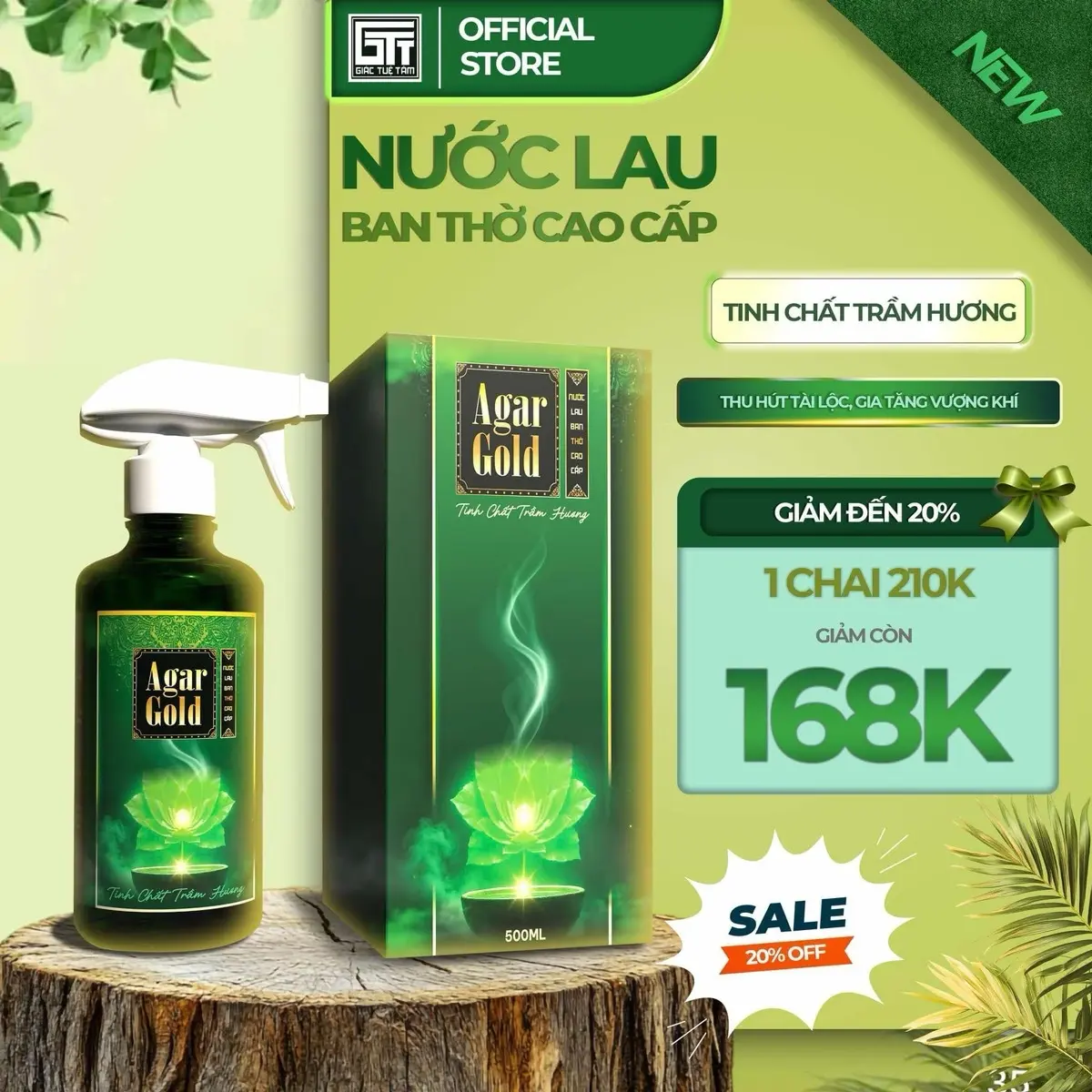 NƯỚC LAU BAN THỜ CHUYÊN DỤNG AGAR GOLD - THÀNH PHẦN THIÊN NHIÊN THU HÚT TÀI LỘC